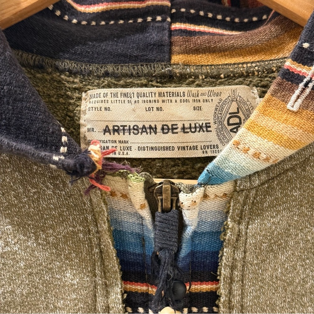 Anthropologie Serape Lined Hooded Zip Sweatshirt Western Aztec Boho Jacket Med - Picture 3 of 9